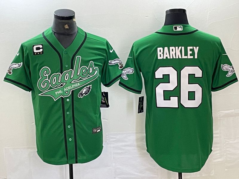 Men Philadelphia Eagles #26 Barkley Green 2024 Nike Co branded NFL Jersey style 8
